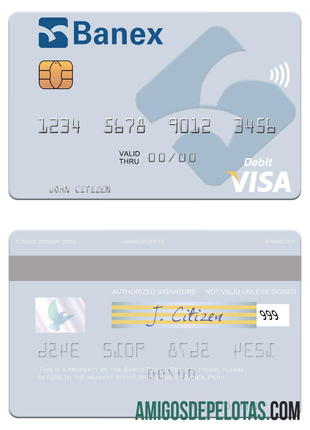 Peru Banco Banex Visa Debit Card example